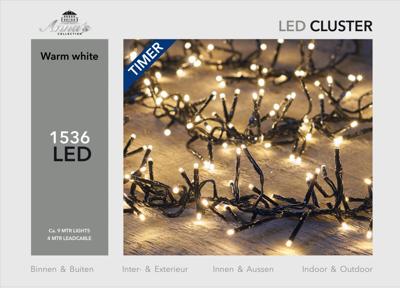 Cluster lights 1536l/9m led warm wit - 4m aanloopsnoer zwart - bi-bui trafo Anna's collection - Annas collection