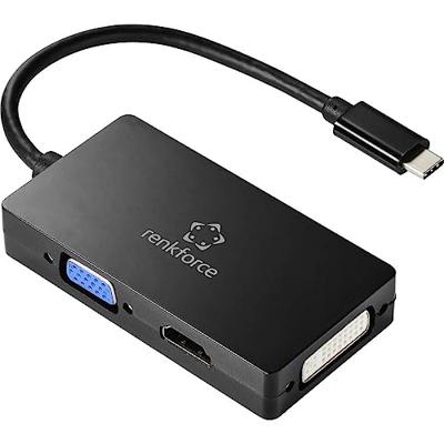 Renkforce RF-4633066 USB-C / HDMI / DVI / VGA Adapter [1x USB-C stekker - 1x VGA-bus, HDMI-bus, DVI-bus 24+5-polig] Zwart