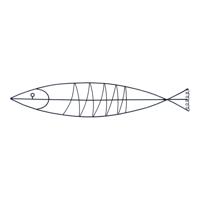 Metalen Wanddecoratie Langgerekte Vis IJzerdraad - thumbnail