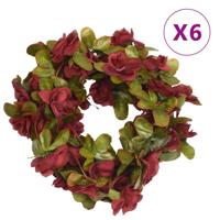 VidaXL Kerstslingers met bloemen 6 st 250 cm wijnrood - thumbnail