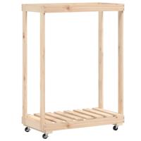 VidaXL Houtblokhouder met wielen 76,5x40x108 cm massief grenenhout - thumbnail