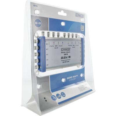 Schwaiger SEW98 531 Satelliet multiswitch Ingangen (satelliet): 9 (8 satelliet / 1 terrestrisch) Aantal gebruikers: 8 Standby-functie