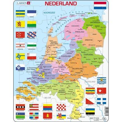 Selecta Larsen legpuzzel kaart nederland met provincies en vlaggen, 48st.
