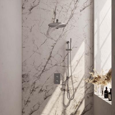 Regendoucheset Inbouw Brauer Brushed Carving Thermostatisch 30 cm met 3-Weg Omstelling, Wandarm, Glijstang en Staaf Handdouche Geborsteld RVS Brauer Regendoucheset Inbouw Brauer Brushed Carving Thermostatisch 30 cm met 3-Weg Omstelling, Wandarm, Glijstang en Staaf Handdouche Geborsteld RVS Brauer