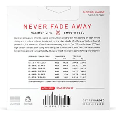 D&apos;Addario XSABR1356-3P XS 80/20 Bronze Coated 13-56 snaren voor westerngitaar (3 sets)