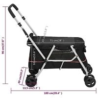 VidaXL Hondenwagen inklapbaar 100x49x96 cm linnenstof zwart - thumbnail