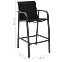 Tuinbarstoelen 2 st textileen zwart - thumbnail