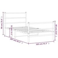 Bedframe met hoofd- en voeteneinde metaal wit 100x200 cm - thumbnail