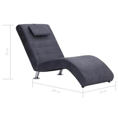 Chaise longue met kussen kunstsude grijs Chaise longue met kussen kunstsude grijs