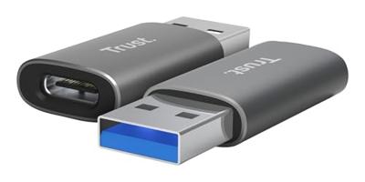 Trust CALYX USB-A TO USB-C ADAPTER 2PACK USB Hub Grijs Trust CALYX USB-A TO USB-C ADAPTER 2PACK USB Hub Grijs