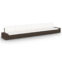 5-delige Loungeset met kussens poly rattan bruin - thumbnail