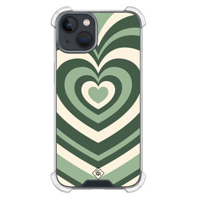 iPhone 13 mini shockproof hoesje - Groen hart swirl
