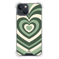 iPhone 13 mini shockproof hoesje - Groen hart swirl - thumbnail
