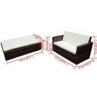 VidaXL 2-delige loungeset met kussens poly rattan bruin - thumbnail
