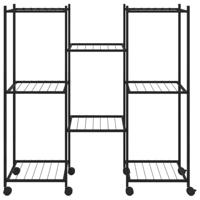 Bloemenstandaard met wielen 83x25x83,5 cm ijzer zwart - thumbnail