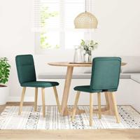 Eetkamerstoelen 4 st stof donkergroen - thumbnail