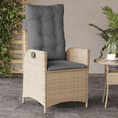 Tuinstoel verstelbaar met kussens poly rattan gemengd beige Tuinstoel verstelbaar met kussens poly rattan gemengd beige