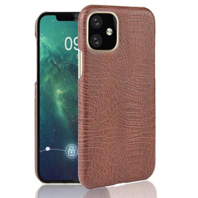 Voor iPhone 11 schokbestendige krokodil textuur PC + PU geval (bruin)