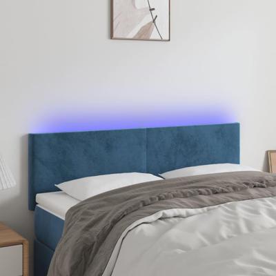 Hoofdbord LED 144x5x78/88 cm fluweel donkerblauw