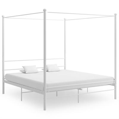 Hemelbedframe metaal wit 180x200 cm Hemelbedframe metaal wit 180x200 cm