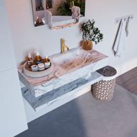 MONDIAZ ALAN-DLUX 100cm planchet Glace. Vrijhangende wastafel CLOUD rechts 1 kraangat, kleur Glace. - thumbnail