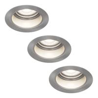 Set van 3 Mari - LED platte inbouwspots met lage inbouwdiepte 58mm - 3,8 Watt 270 Lumen - 6000K Daglicht wit - GU10 LED Module - Verzonken - Dimbaar - Rond - IP65 waterdicht - RVS - thumbnail