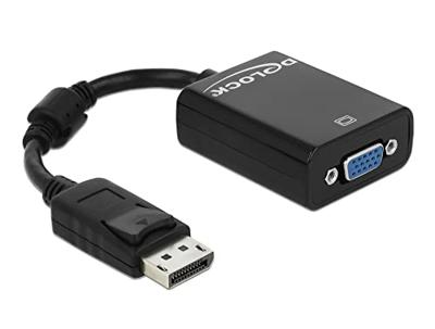 Delock 61848 DisplayPort / VGA Adapter [1x DisplayPort stekker - 1x VGA-bus] Zwart Met Ferrietkern 12 cm
