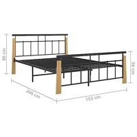 Bedframe metaal en massief eikenhout 140x200 cm - thumbnail