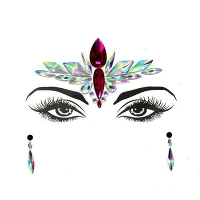 3 PC'S voorhoofd groene Masquerade make-up acryl gezicht sticker stijl: YT-15