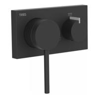 Douchekraan Tres 3V 3-Weg Mengkraan Mat Zwart - thumbnail