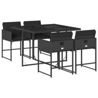 5-delige Tuinset met kussens poly rattan zwart - thumbnail