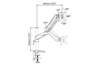 Digitus DA-90351 27 Klem Zwart, Zilver flat panel bureau steun