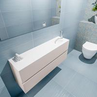 MONDIAZ ADA 120cm toiletmeubel linen. LEX wastafel talc rechts 1 kraangat - thumbnail