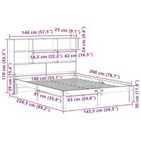 Bed met boekenkast zonder matras grenenhout wit 140x200 cm - thumbnail