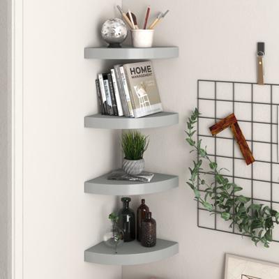 VidaXL Hoekschappen zwevend 4 st 25x25x3,8 cm mdf grijs