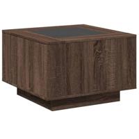 Salontafel met LED 60x60x40 cm bewerkt hout bruin eikenkleurig - thumbnail