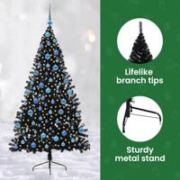 VidaXL Kunstmatig voorverlicht kerstboom met 300 led zwart 180 cm pvc - thumbnail