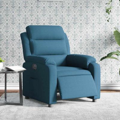 Fauteuil elektrisch verstelbaar fluweel blauw