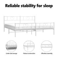 Bedframe met hoofd- en voeteneinde metaal wit 183x213 cm - thumbnail