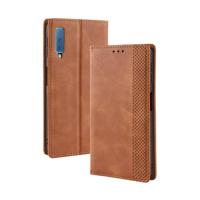 Magnetische Buckle retro textuur horizontale Flip lederen case voor Galaxy A7 (2018), met houder & kaartsleuven & portemonnee (bruin) - thumbnail