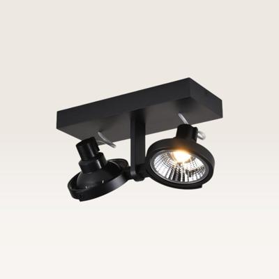 Plafondlamp Telesto nero II - GU10-fitting - IP20 voor binnen - Zwart - Aluminium - Dubbele spotlight