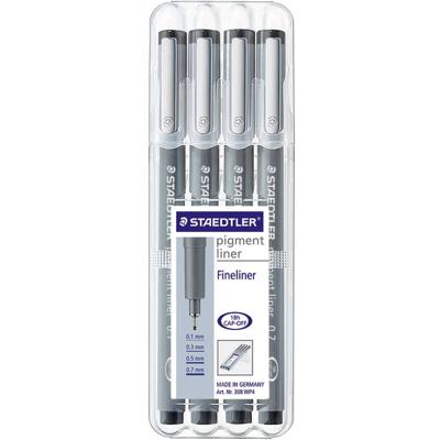 Staedtler fineliner Pigment Liner opstelbare box met 4 stuks (0,1 - 0,3 - 0,5 en 0,7 mm)