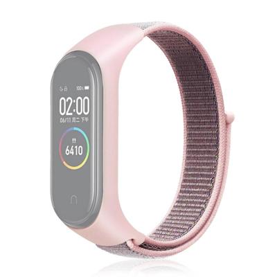 Slimme horloge nylon geweven polsband horloge band voor Xiaomi mi band 3/4 (roze)