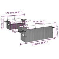 6-delige Loungeset met kussens poly rattan zwart - thumbnail