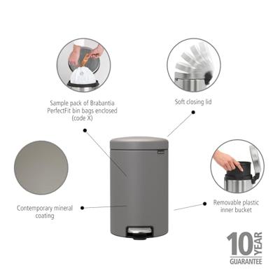 Brabantia pedaalemmer Newlcon 12 liter mineral concrete grey