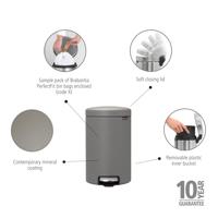Brabantia pedaalemmer Newlcon 12 liter mineral concrete grey - thumbnail