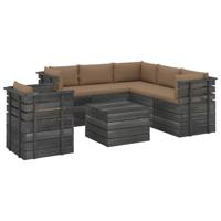 vidaXL 7-delige Loungeset met kussens pallet massief grenenhout - thumbnail