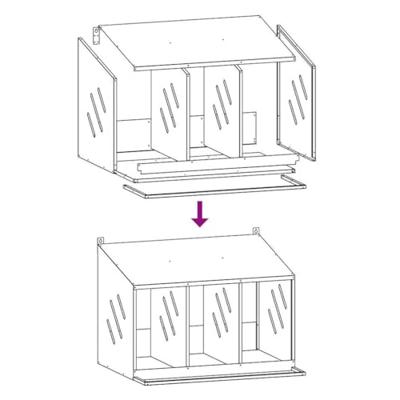 Kippennestkastje met 3 vakken olijfgroen metaal