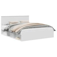 Bedframe met hoofdeinde Wit 160 x 200 cm Massief grenenhout - thumbnail