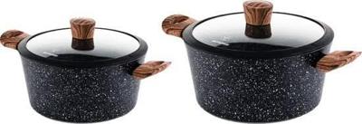 Westinghouse Kookpannenset Marble Wood ø 24, 28 cm - inductie en alle andere warmtebronnen - 2 Delig